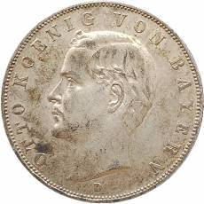 Silbermünze 3 Mark Bayern Otto 1913