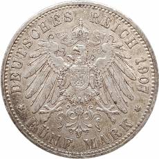 Silbermünze 5 Reichsmark Wilhelm II Preußen 1907