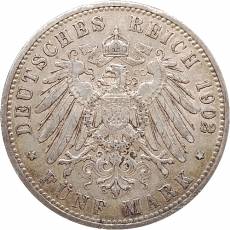 Silbermünze 5 Reichsmark Wilhelm II Preußen 1902