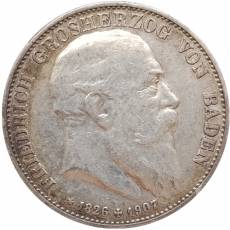 Silbermünze 5 Reichsmark Friedrich Baden 1907