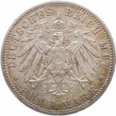 Silbermünze 5 Reichsmark Friedrich Baden 1907