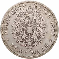 Silbermünze 5 Reichsmark Wilhelm Preußen 1876