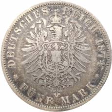 Silbermünze 5 Reichsmark Wilhelm Preußen 1874