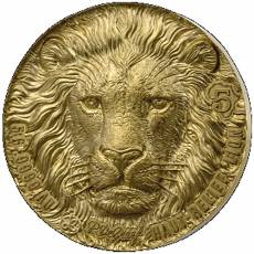 Goldmünze 5 gramm Big Five Africa Lion P.De.Greaf High Relief 2025