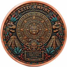 Kupfer 1 oz Atztec Empire High Relief