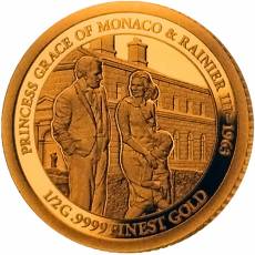 Set 10 x 0,5 gramm Gold 65. Hochzeitstag Prinzessin Grace und Fürst Rainier von Monaco 2021