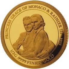 Set 10 x 0,5 gramm Gold 65. Hochzeitstag Prinzessin Grace und Fürst Rainier von Monaco 2021