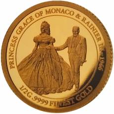 Set 10 x 0,5 gramm Gold 65. Hochzeitstag Prinzessin Grace und Fürst Rainier von Monaco 2021