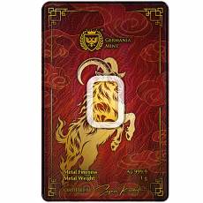 1 gramm Germania Mint - Goldbarren Chinese Year of the Goat 999,9/1000