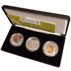 Silber 3 x 1/2 oz Tierbabys Tuvalu 2013