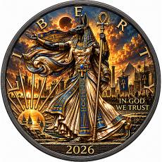 Kupfer Round 1 kg Kupfer + 1 oz Silber American Eagle ANUBIS GEGEN DEN VERFLUCHTEN PHARAO – Der ewige Fluch 2026