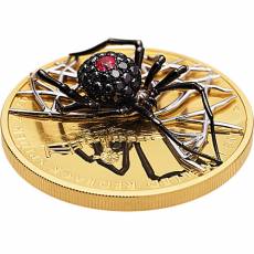 Goldmünze 2 oz + 7,8 gramm The Jewelled Redback Spider 3D mit Rubinen 0,17ct und schwarzen Diamanten 1ct 2026