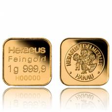 10 x 1 gramm Goldbarren 999,9/1000 Heraeus Multicard