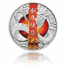 1 Unze Silbermünze Chinesischer Neujahrsdrache Farbe 2017