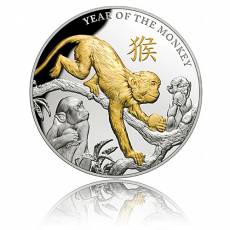 Jahr des Affen 5 oz Silber teilvergoldet PP Niue Island 2016