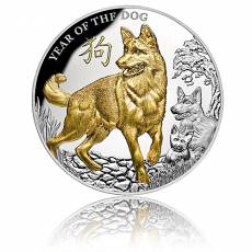 Jahr des Hundes 5 oz Silber teilvergoldet PP Niue Island 2018